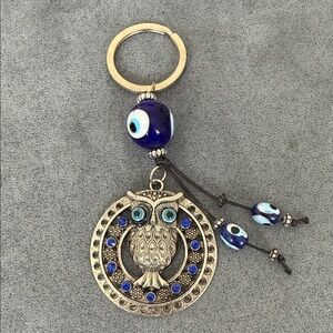 Evil eye talisman owl key ring